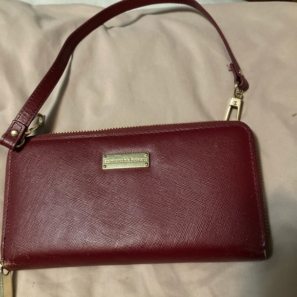 Samantha brown wallet with strap. 8x4. Dark Red. - Picture 3 of 9